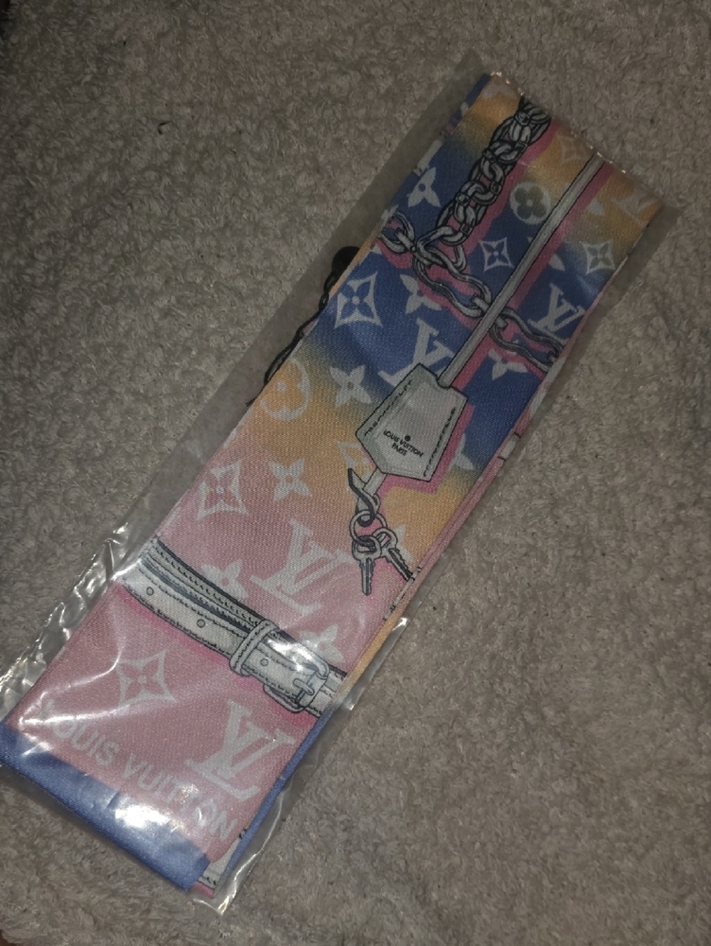 Pink Blue Gradient Monogram Silk Bandeau - Picture 6 of 7